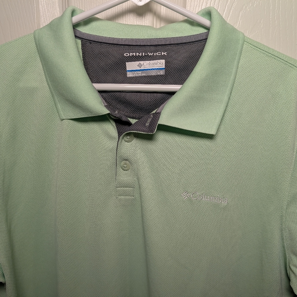 Columbia Omni-Wick Men's Short Sleeve Green Polo Size Large Short Sleeve